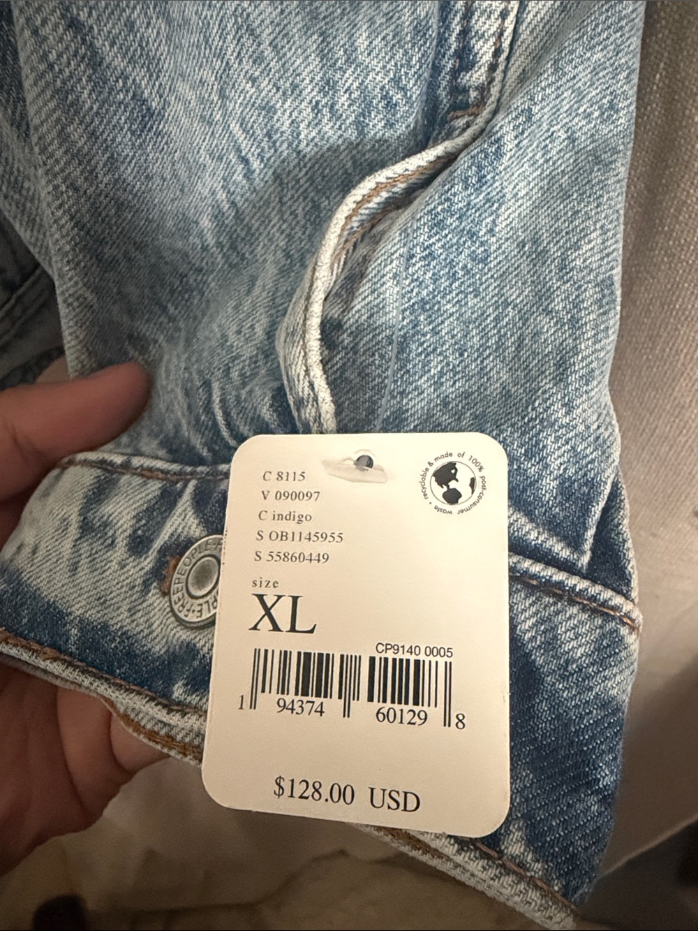 We The Free light blue denim jacket with stitched label - Picture 3 of 5